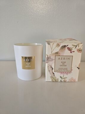 Aerin Rose de Grasse Scented Candle — Pink & Green Floral Box